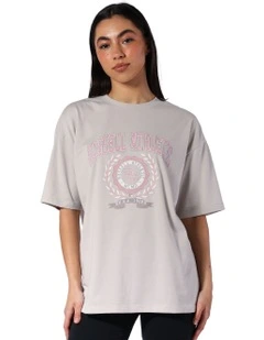 Logo French Terry Oversized Tee in Antarctica White