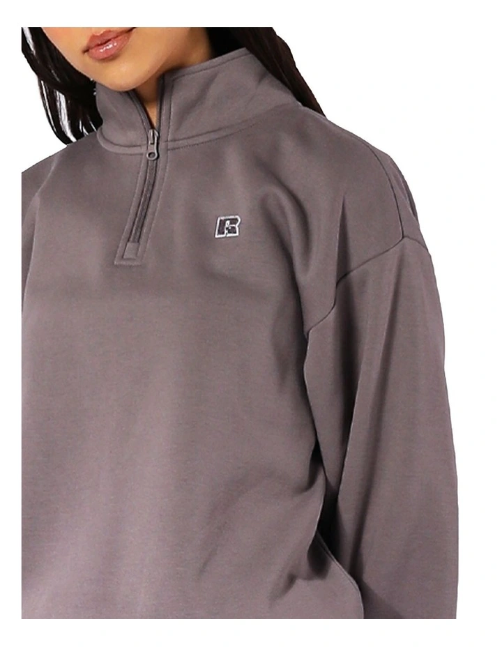 Logo Quarter Zip Fleece Top in Shark image 4