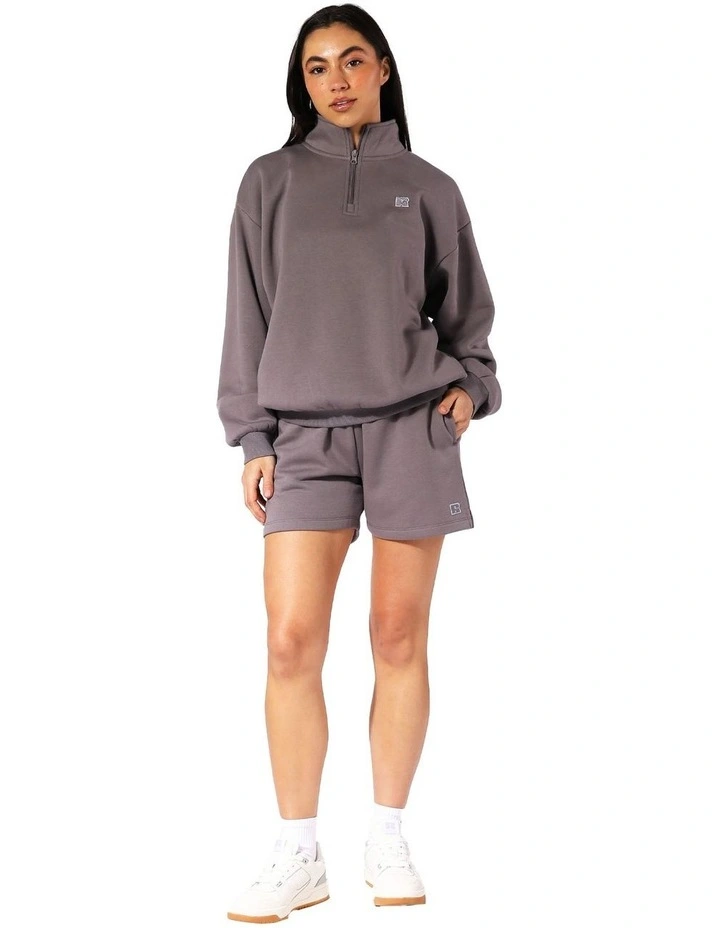 Logo Quarter Zip Fleece Top in Shark image 5