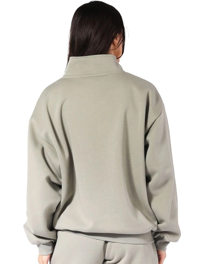 Logo Quarter Zip Fleece Hoodie in Shadow image 2