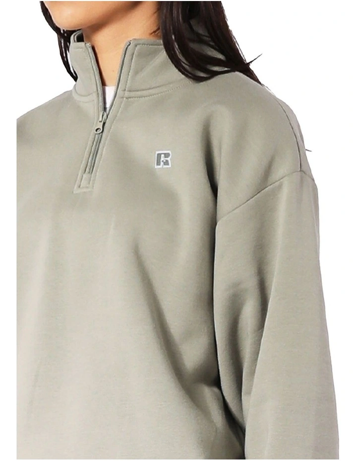 Logo Quarter Zip Fleece Hoodie in Shadow image 4
