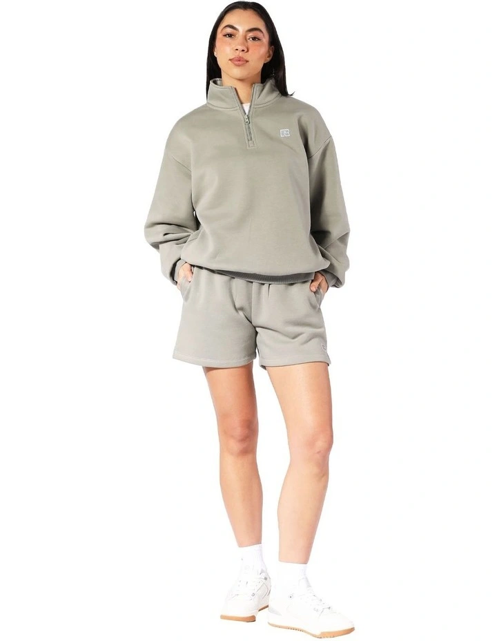 Logo Quarter Zip Fleece Hoodie in Shadow image 5