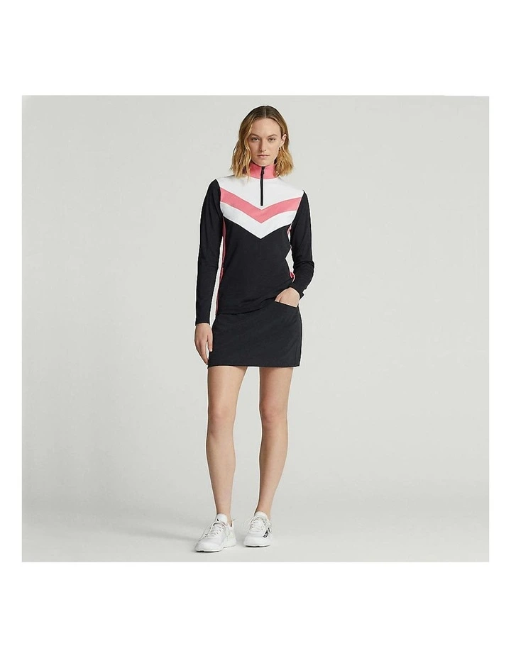 Power Stretch 1/4 Zip Pull Over Polo in Black/Desert Rose Multi image 4