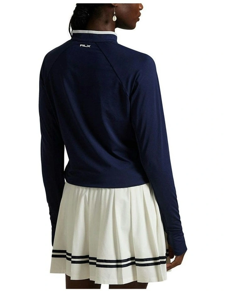 Stretch Jersey Quarter-Zip Pullover in Refined Navy/White image 2