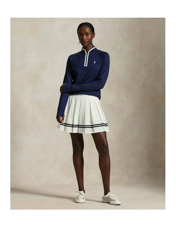 Stretch Jersey Quarter-Zip Pullover in Refined Navy/White image 4