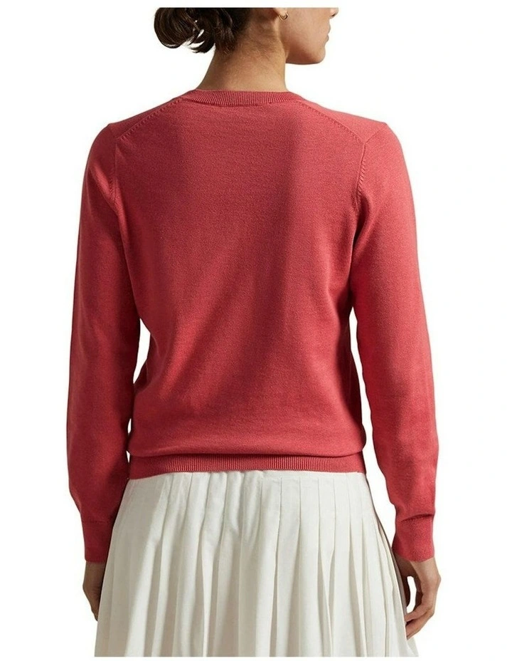 Cotton Blend V-Neck Golf Jumper in Red Sky image 2