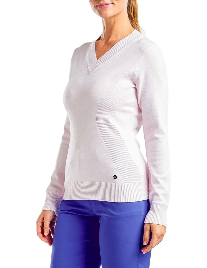 Nicole V-Neck Sweater in Pink Sugar image 3