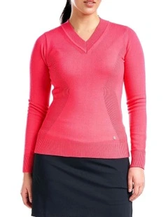 Nicole V-Neck Sweater in Cherry