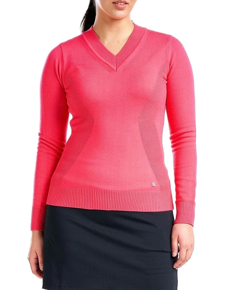 Nicole V-Neck Sweater in Cherry image 1
