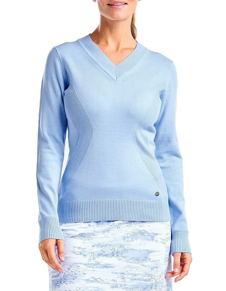 Nicole V-Neck Sweater in Gentle Blue image 1