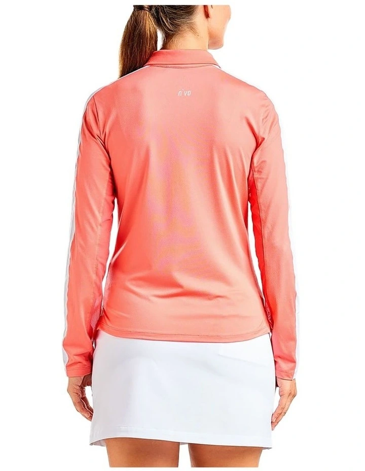 Nina Livcool Long Sleeve Mock Neck Golf Shirt in Melon image 2
