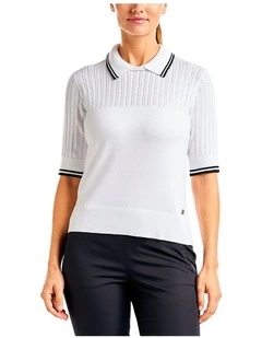 Vy Sweater Golf Polo Shirt in White