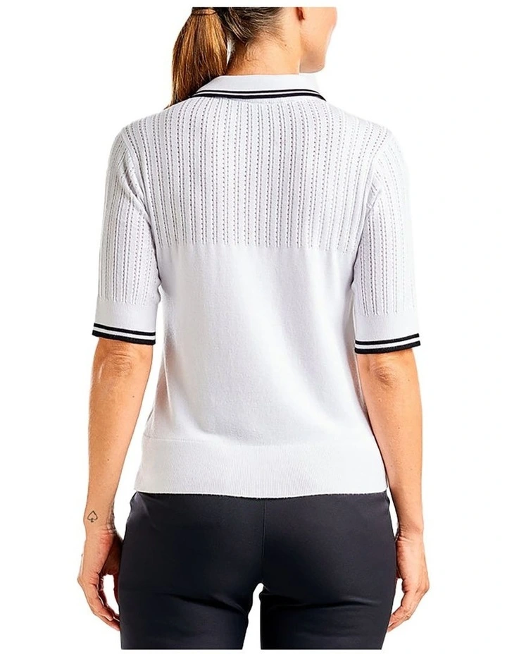 Vy Sweater Golf Polo Shirt in White image 2