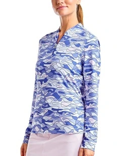 Lolita UV Long Sleeve Mock Neck Golf Shirt in Cobalt