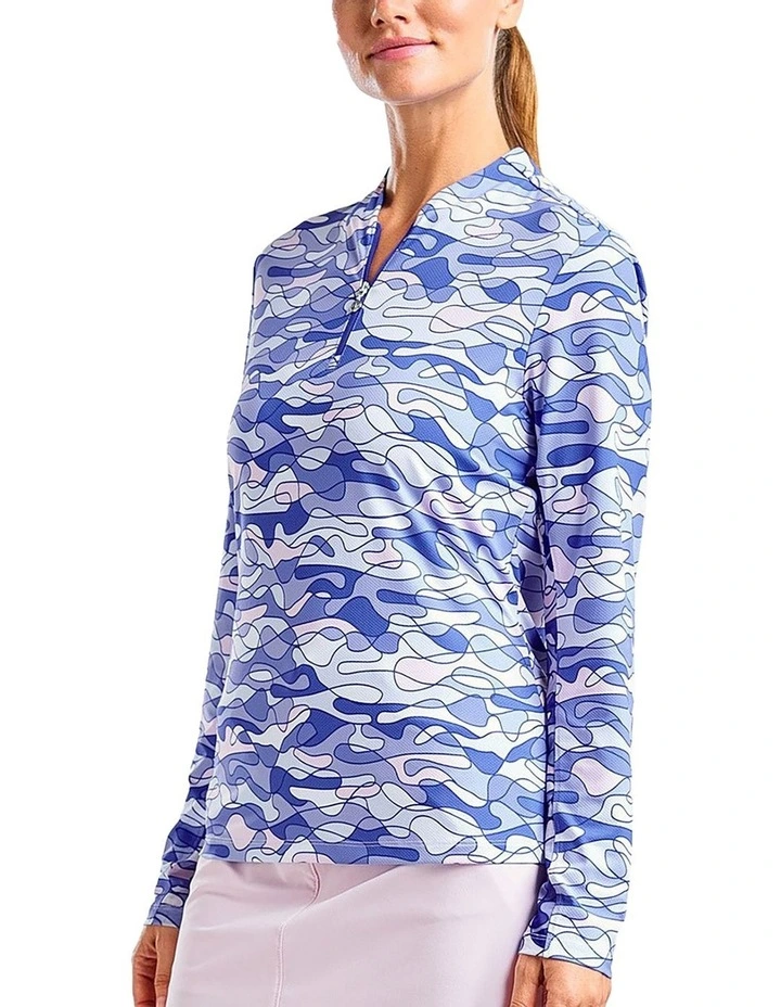 Lolita UV Long Sleeve Mock Neck Golf Shirt in Cobalt image 1
