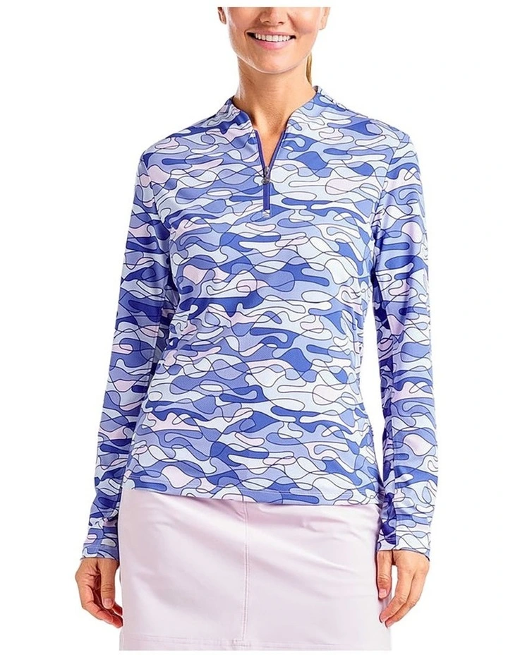 Lolita UV Long Sleeve Mock Neck Golf Shirt in Cobalt image 3