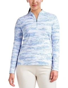 Lolita UV Long Sleeve Mock Neck Golf Shirt in Gentle Blue