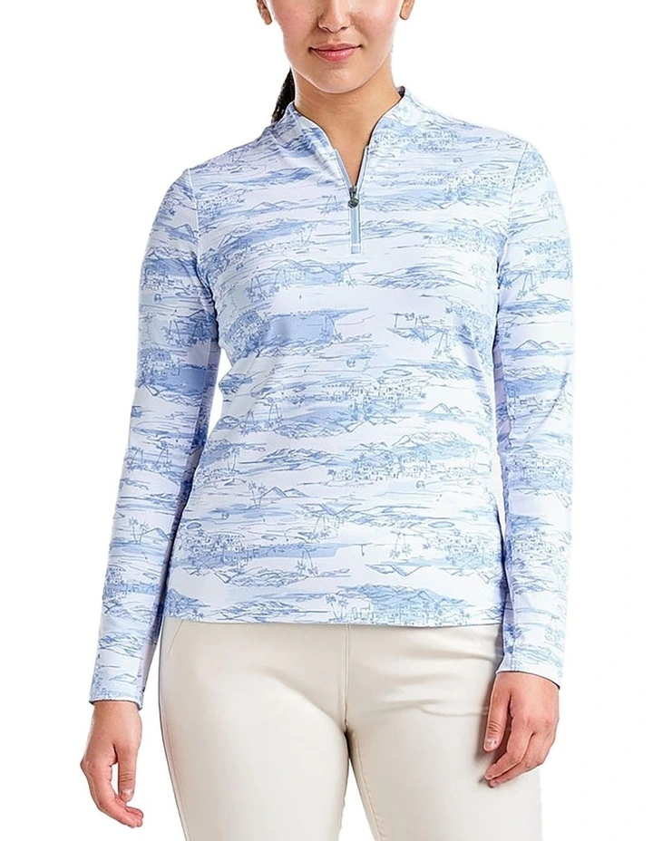 Lolita UV Long Sleeve Mock Neck Golf Shirt in Gentle Blue image 1