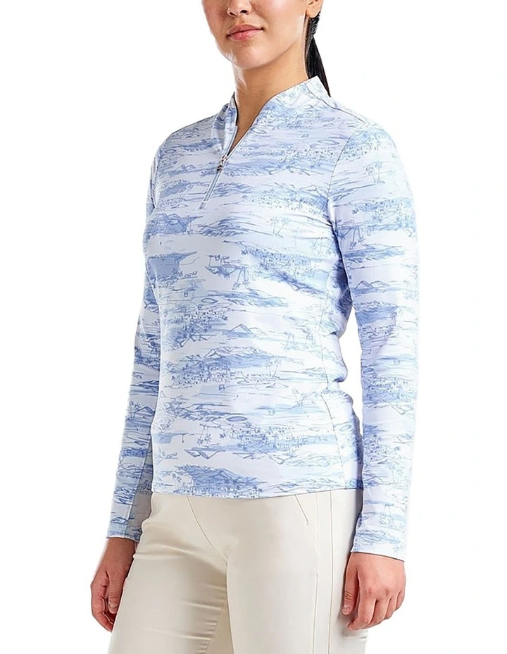 Lolita UV Long Sleeve Mock Neck Golf Shirt in Gentle Blue image 3