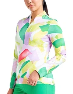 Lolita UV Long Sleeve Mock Neck Golf Shirt in Classic Green