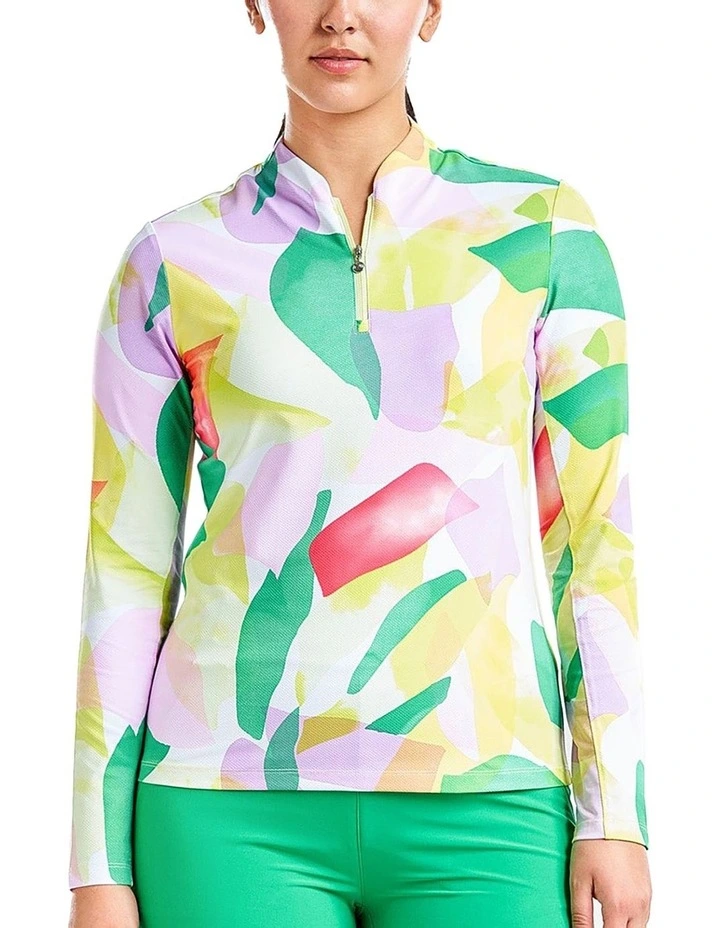Lolita UV Long Sleeve Mock Neck Golf Shirt in Classic Green image 3