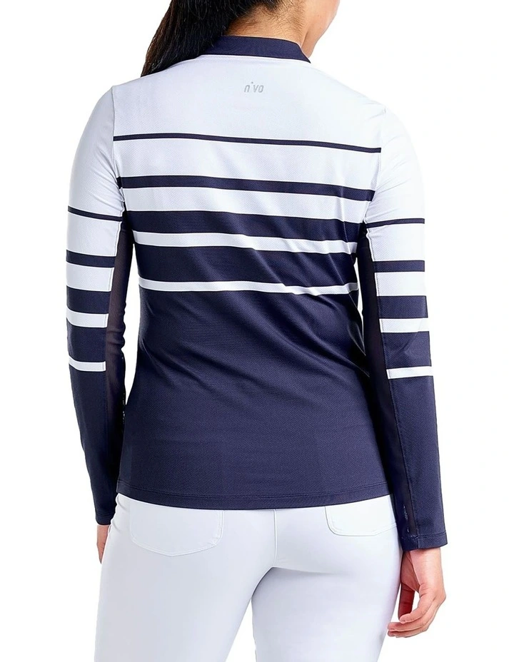 Lolita UV Long Sleeve Mock Neck Golf Shirt in White/Navy image 2