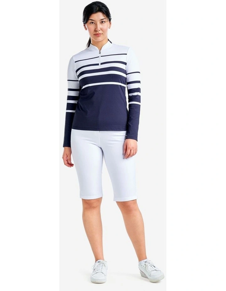 Lolita UV Long Sleeve Mock Neck Golf Shirt in White/Navy image 4