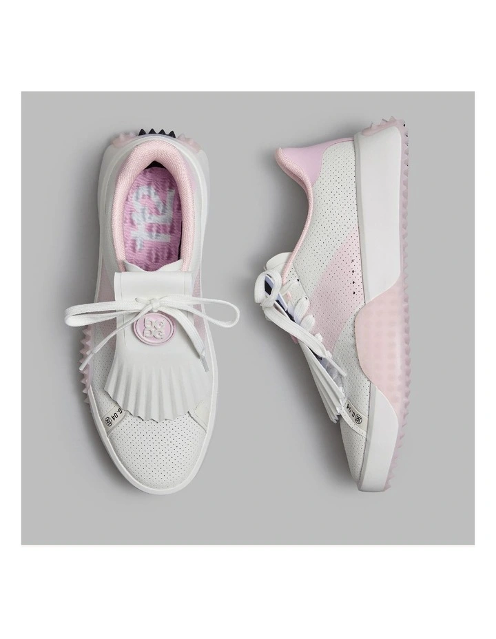 G.112 Perforated Leather Kiltie Golf Shoes in White/Blush image 3