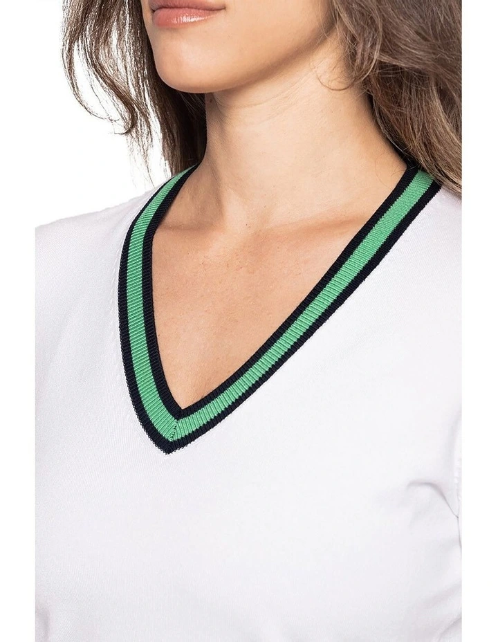 Golftini Fashion V-neck Sweater in White image 2