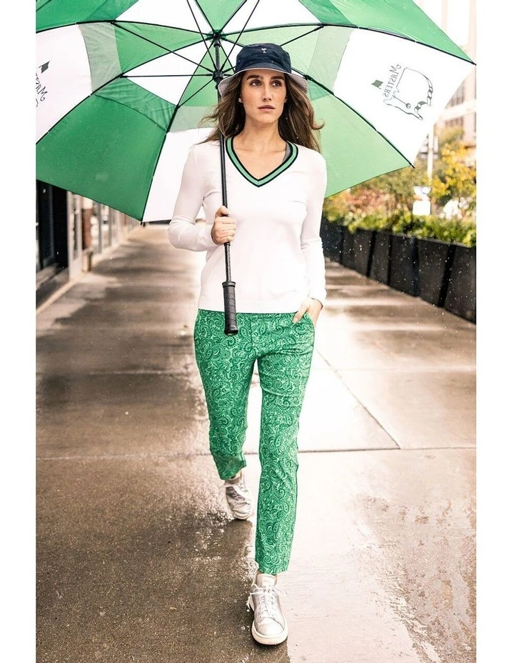 Golftini Fashion V-neck Sweater in White image 4