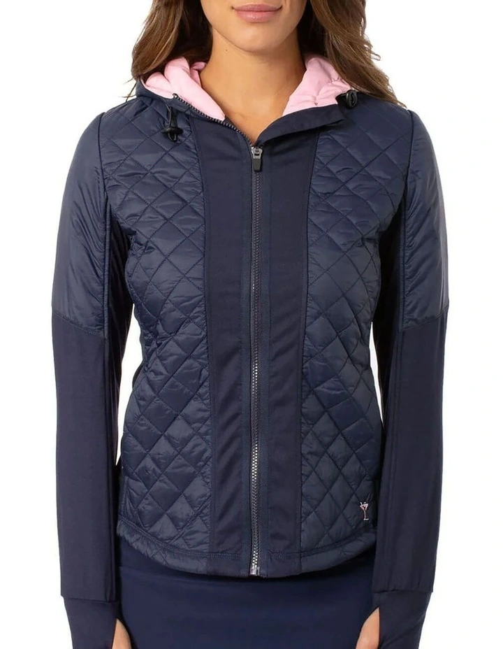 Golftini Hooded Wind Breaker Jacket in Navy image 1