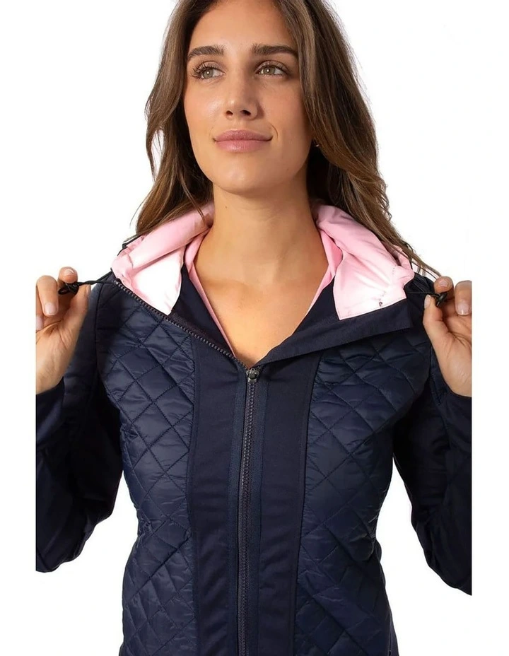Golftini Hooded Wind Breaker Jacket in Navy image 2