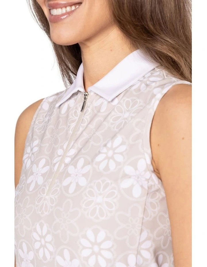 Golftini Cool Sleeveless Polo Shirt in Sand Bar image 2