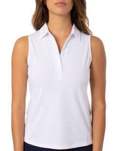 Golftini Sleeveless Ruffle Polo Shirt in White
