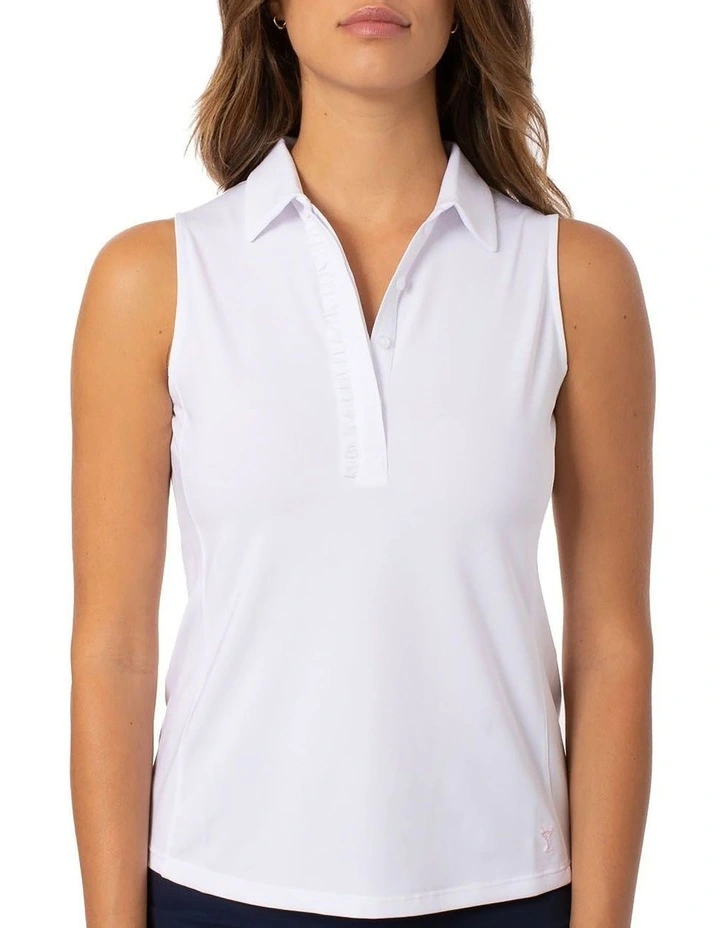 Golftini Sleeveless Ruffle Polo Shirt in White image 1