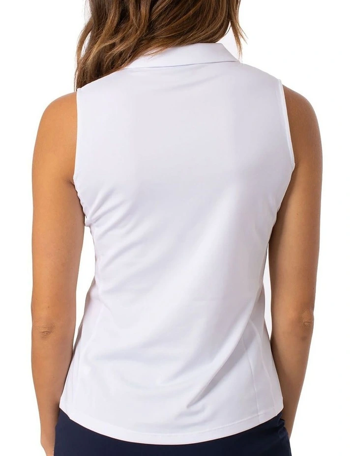 Golftini Sleeveless Ruffle Polo Shirt in White image 2