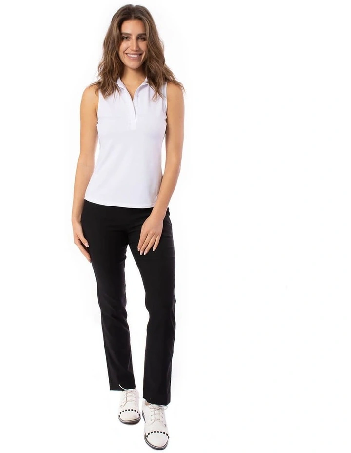 Golftini Sleeveless Ruffle Polo Shirt in White image 4