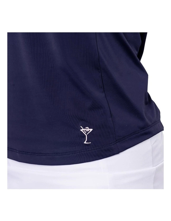 Golftini Say Yes Sleeveless Polo Shirt in Navy/White image 3