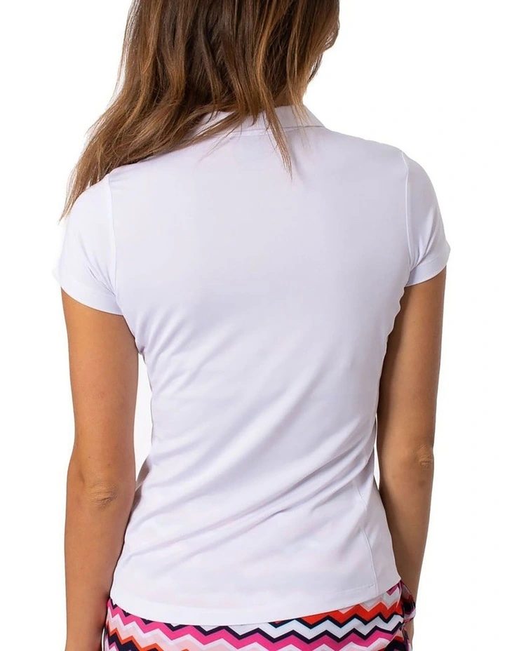 Golftini Ruffle Polo Shirt in White image 2