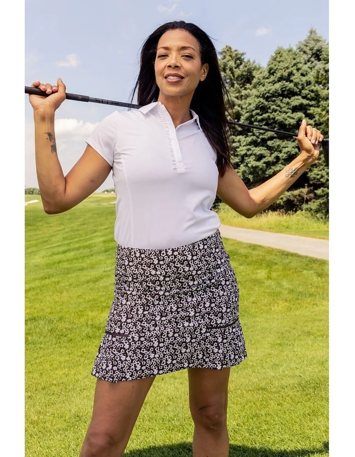 Golftini Ruffle Polo Shirt in White image 5