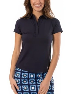Golftini Ruffle Polo Shirt in Navy