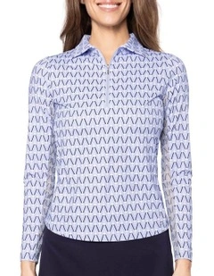 Golftini Cool Long Sleeve Polo Shirt in Blue