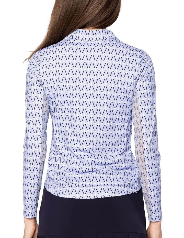 Golftini Cool Long Sleeve Polo Shirt in Blue image 2