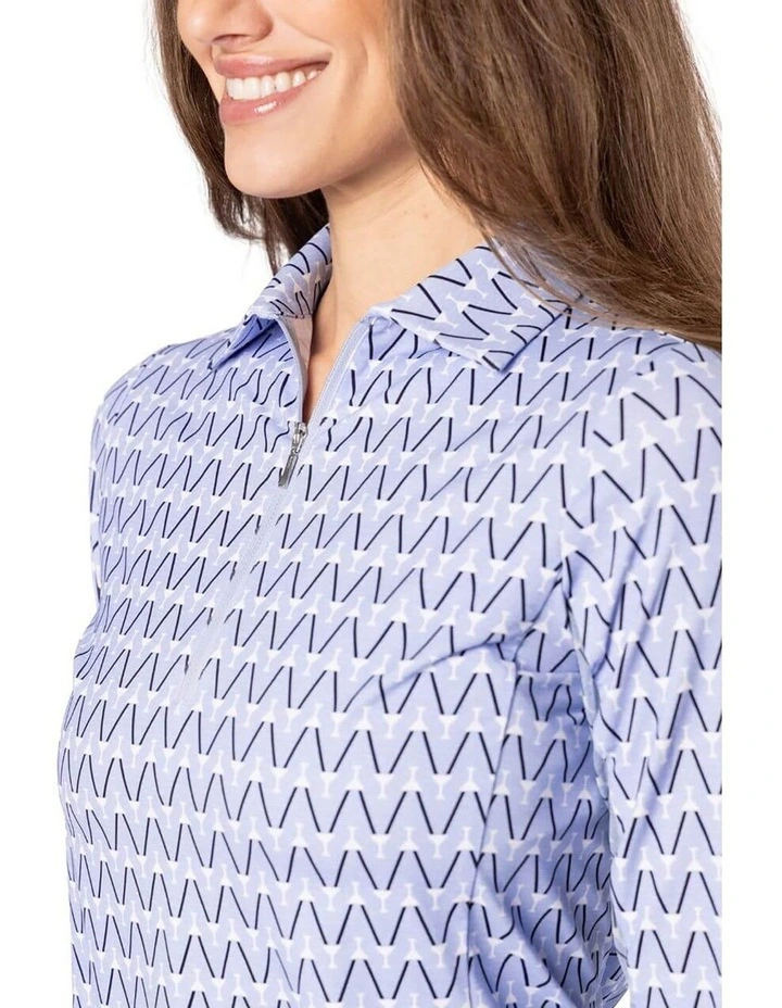 Golftini Cool Long Sleeve Polo Shirt in Blue image 3