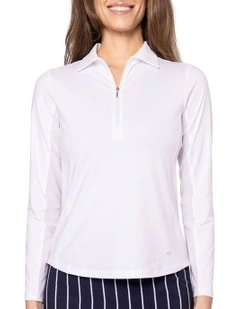 Cool Long Sleeve Golf Polo Shirt in White