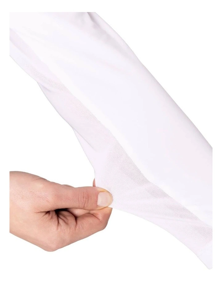 Cool Long Sleeve Golf Polo Shirt in White image 5