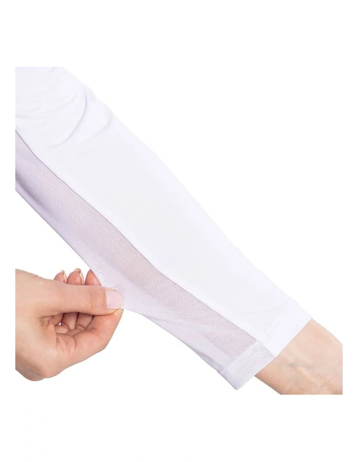 Say Yes Long Sleeve Golf Polo Shirt in White/Navy image 4