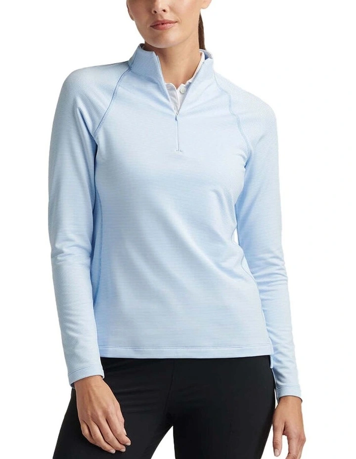 Sugar Stripe Perth 1/4 Midlayer Jumper in Cottage Blue image 1