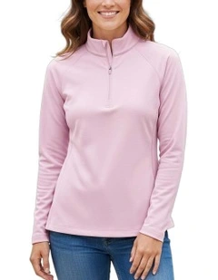 Sugar Stripe Perth 1/4 Midlayer Jumper in Palmer Pink