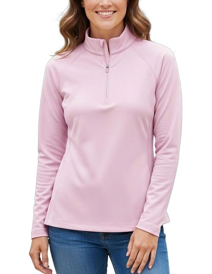 Sugar Stripe Perth 1/4 Midlayer Jumper in Palmer Pink image 1